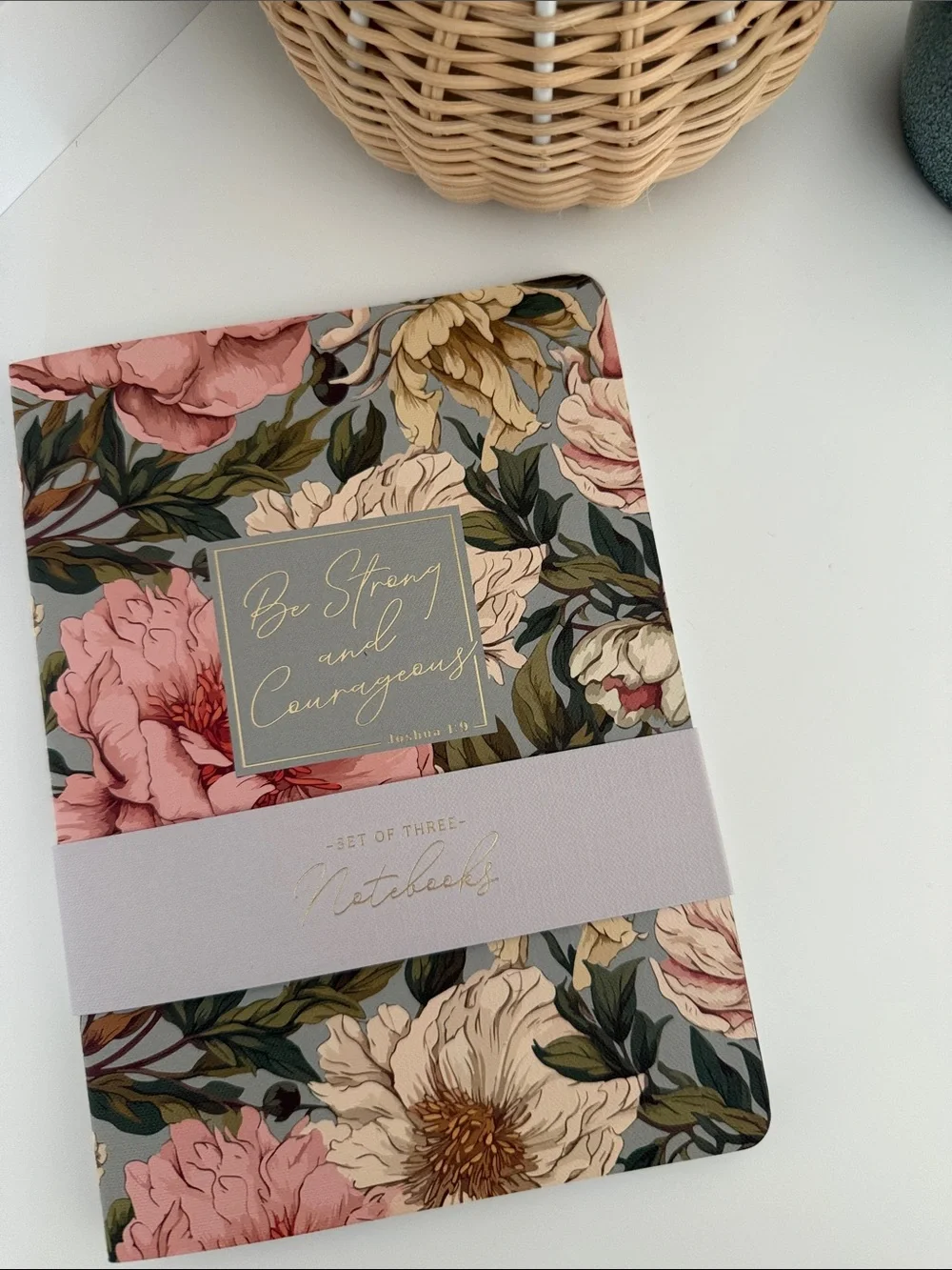 Christian Art Notebook Gift Set of 3 Be Strong and Courageous